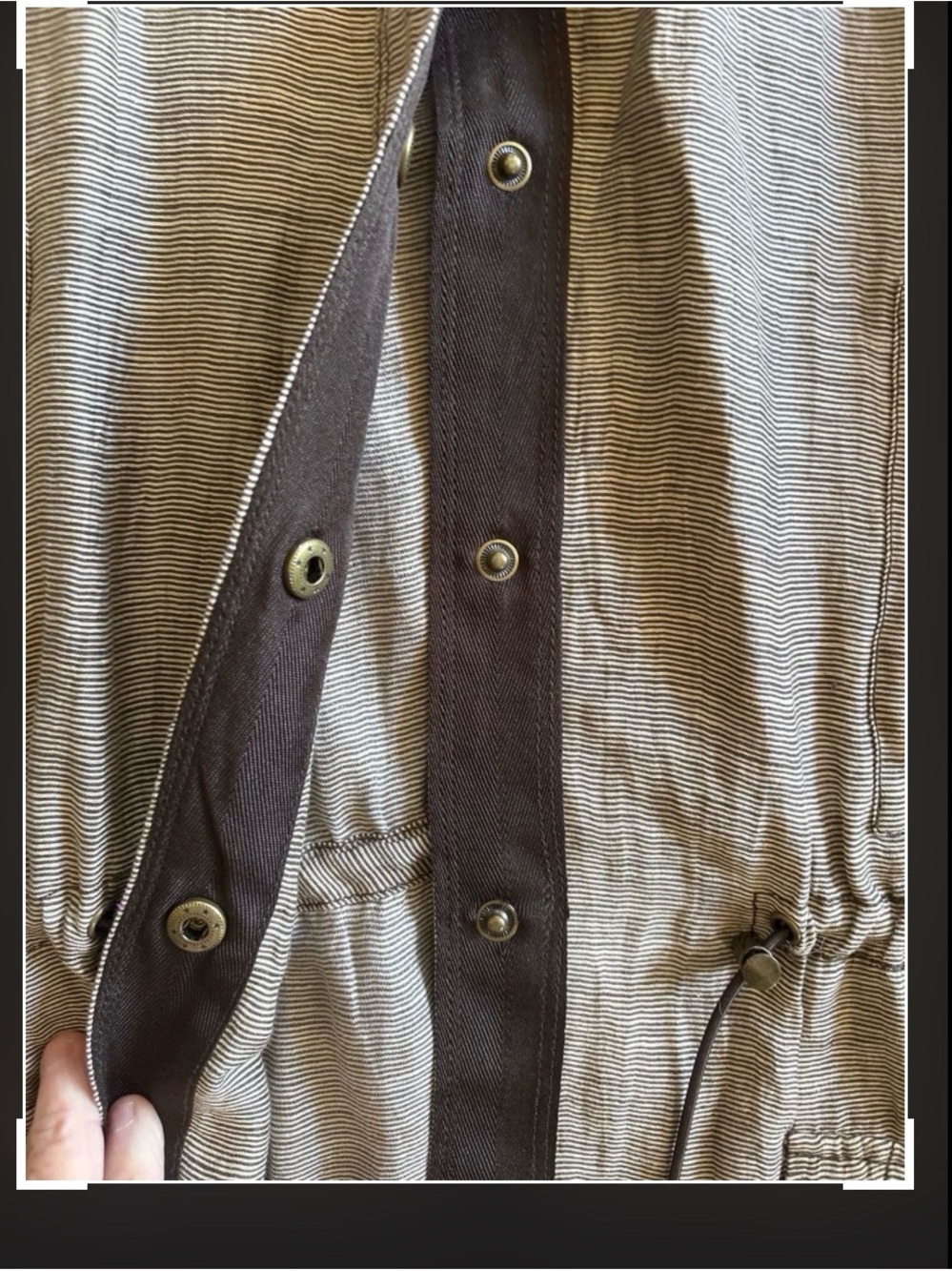 Chico's 100% Linen, Light Taupe Utility Drawstring Jacket - Picture 4 of 6